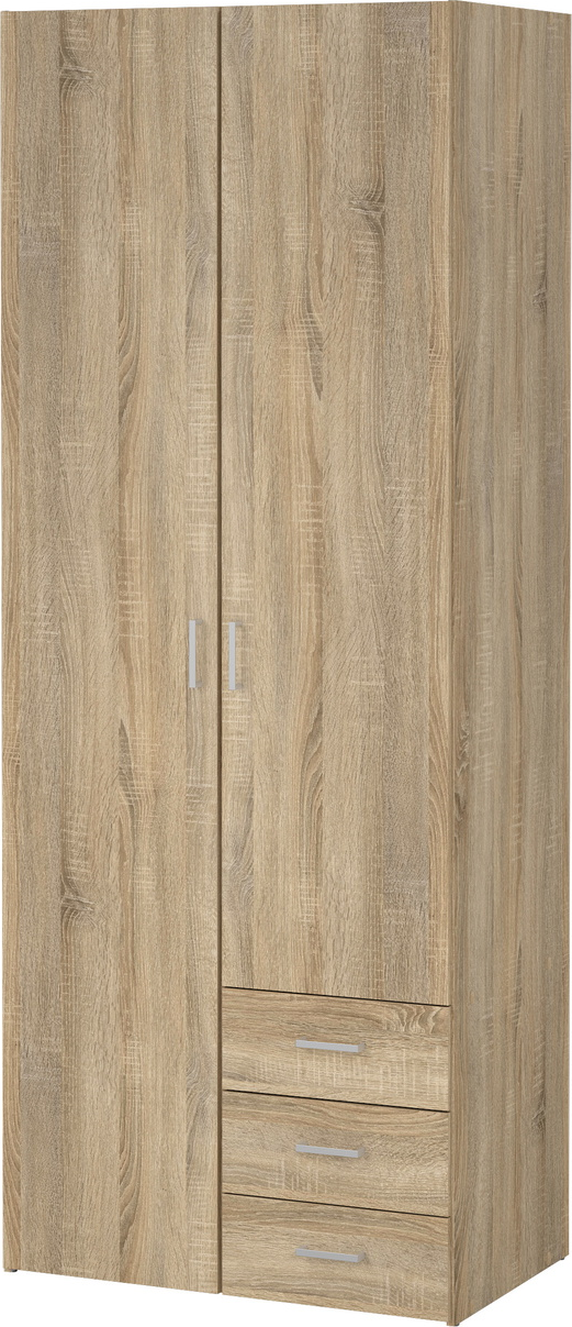 Garderobeskab Vesterholm Space  Natur Egestruktur  H200   B78   D50 Cm    Låger  Tøjstang    Skuffer  Fsc
