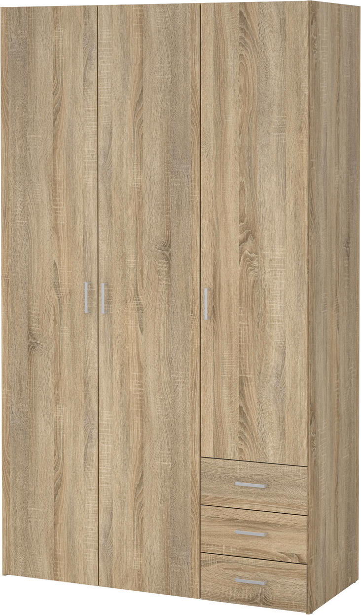 Garderobeskab Vesterholm Space  -dørs  -skuffers Natur Egestruktur H200xb116xd50 Cm Fsc