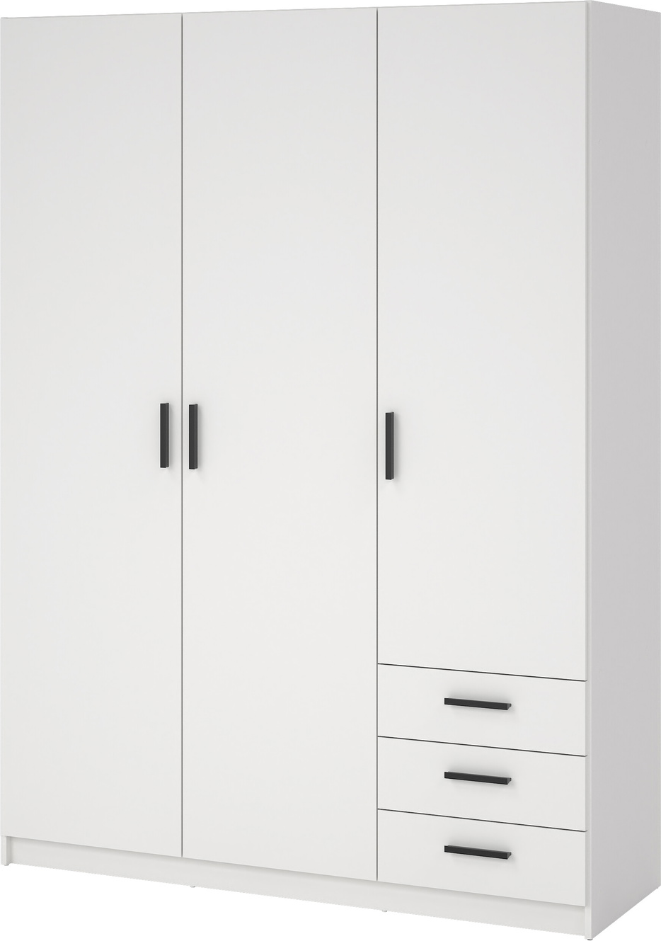 Garderobeskab Vesterholm Sprint H200 B147 D50 Cm  Hvid Med Sorte Håndtag    Døre  Tøjstang    Skuffer  Justerbare Hylder