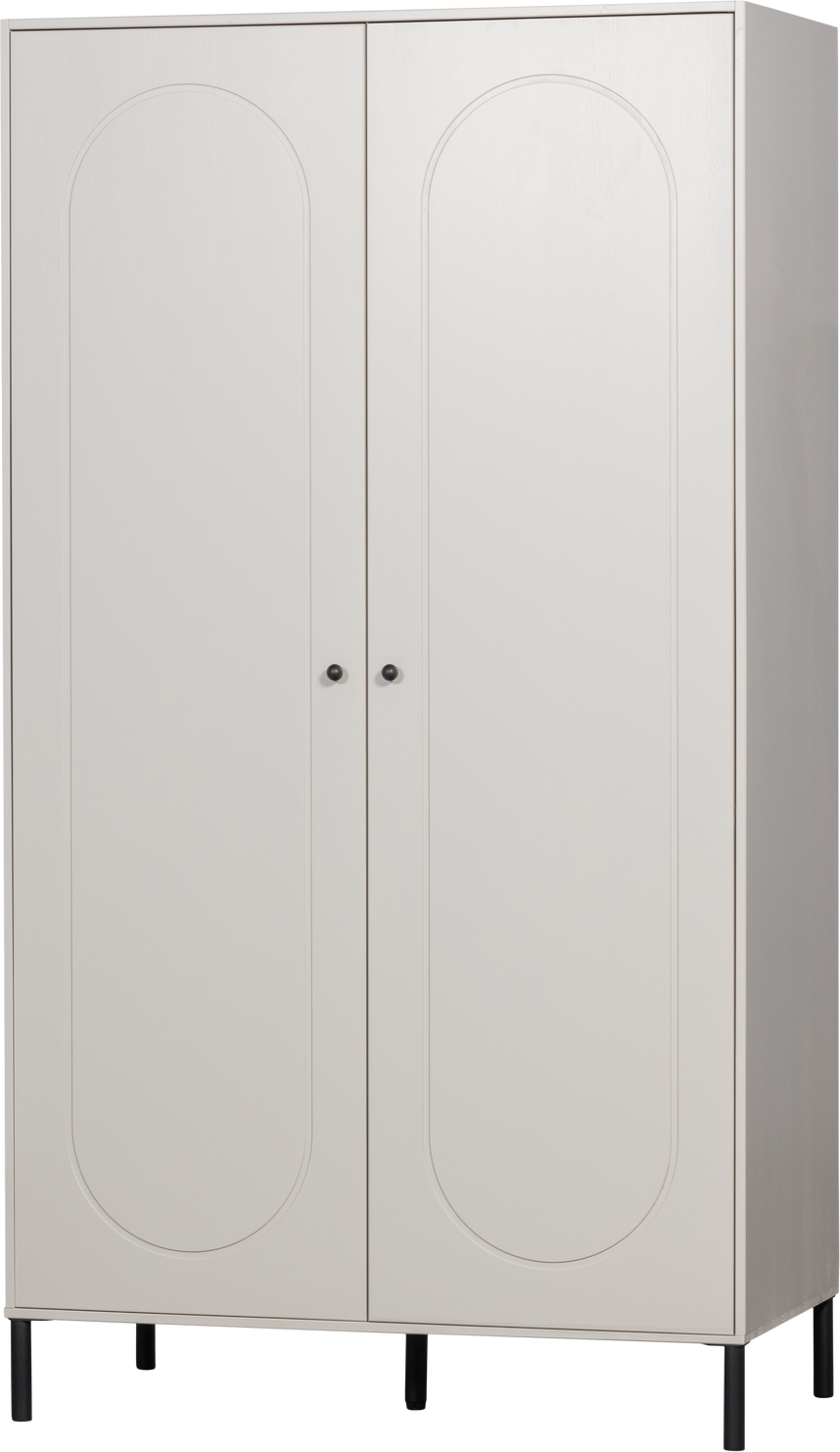 Garderobeskab Woood Collection  Gråhvid Slebet Fyrretræ  Fsc    Låger   Hængesektion  H202xb110xd55 Cm