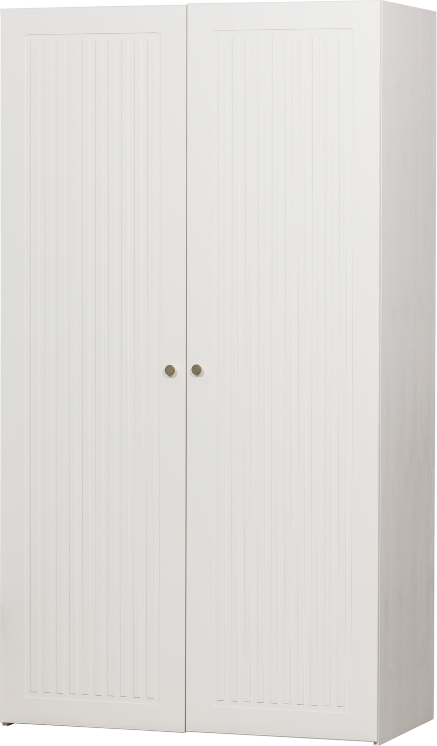 Garderobeskab Woood Collection Klædeskab Hvidt Fyrretræ   Låger   Hylde Hængesektion H210xb110xd55 Cm Fsc-mix