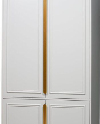 Garderobeskab Woood Organize Mist Fsc-certificeret Massivt Fyrretræ  215x110x62 Cm  Justerbare Hylder  Rosaguldfarvede Metalhåndtag