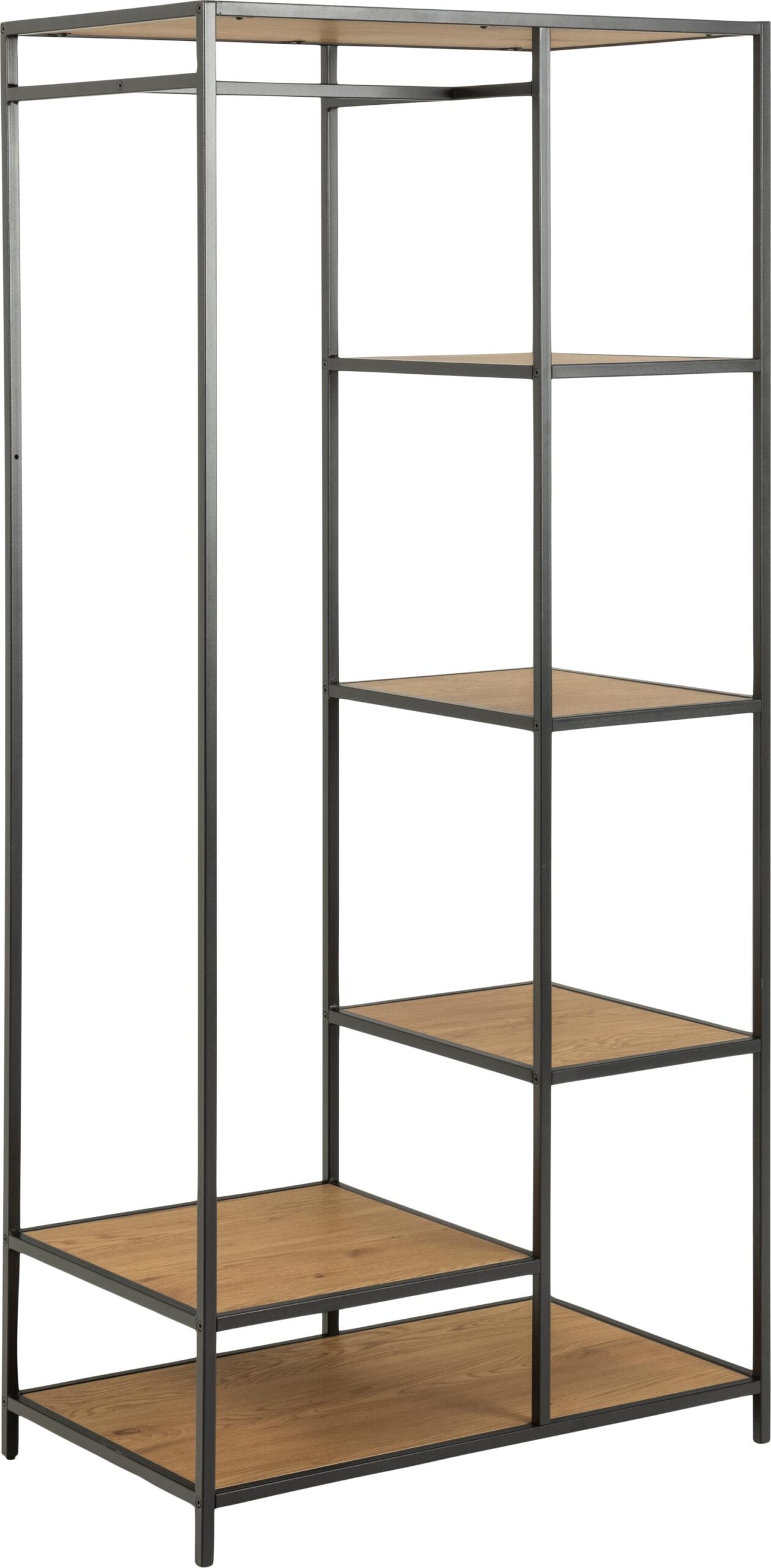 Garderobestativ Signature Alira Mat Sort Stål Tøjstativ Med Hylder Og Bøjlestang H165ã 77ã 45 Cm