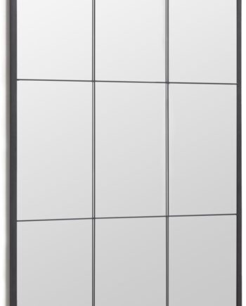 Gulv- Og Vægspejl Kave Home Ulrica 160x100 Cm Sort Mat Industrielt Vinduesspejl