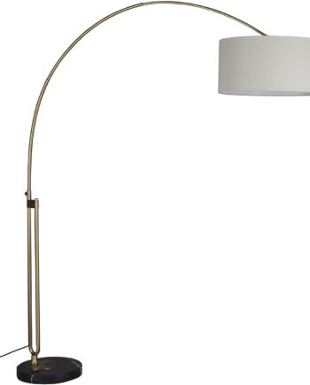 Gulvlampe Dutchbone Archie   Sølv Jern Med Sort Marmorbase Og Hørskærm H212 Cm