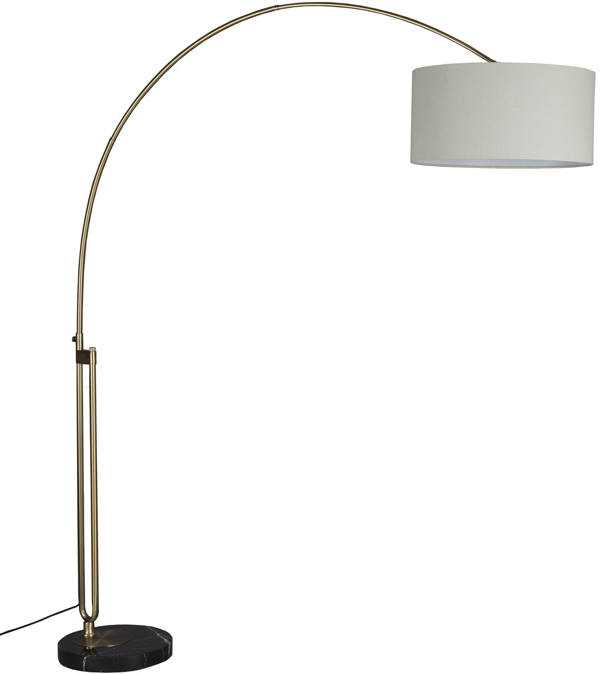Gulvlampe Dutchbone Archie   Sølv Jern Med Sort Marmorbase Og Hørskærm H212 Cm