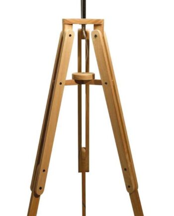 Gulvlampe Ideal Lux Klimt Naturtræ Med Stofskærm ø49 5ã H161 Cm Indendørs Belysning Kromdetaljer