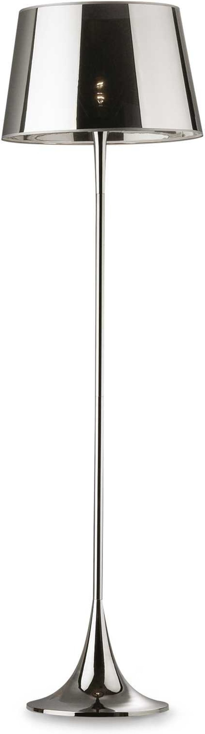 Gulvlampe Ideal Lux London Krom ø50xh174 Cm Med Semi-transparent Stofskærm