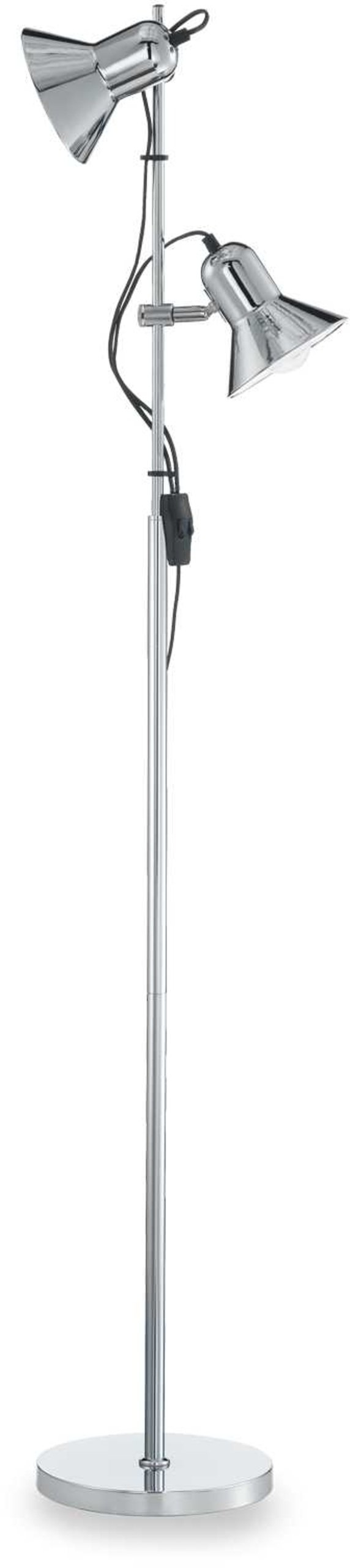 Gulvlampe Ideal Lux Polly Krom ø22ã H154 Cm Metal Standerlampe Med 2xe27 Og Justerbar Skærm