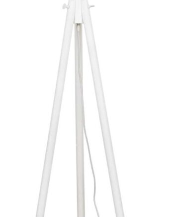 Gulvlampe Ideal Lux York Hvid Træ Og Stof Minimalistisk Standerlampe ø48   H164 Cm E27