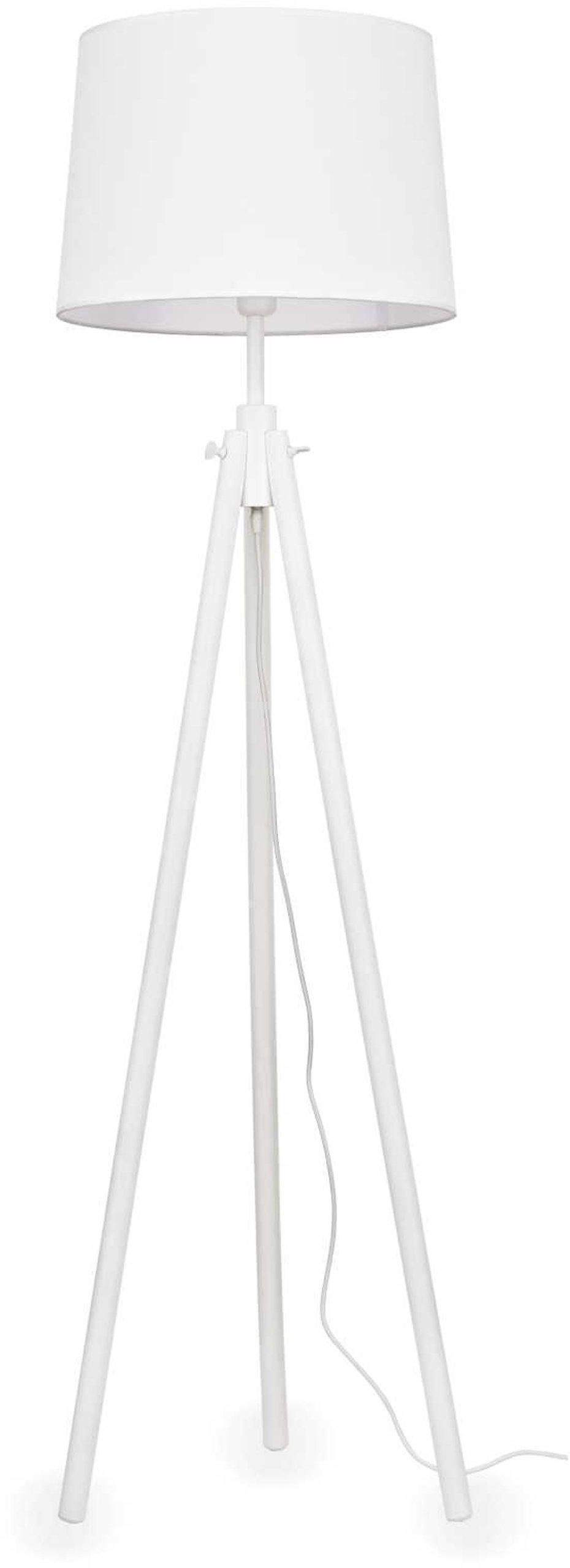 Gulvlampe Ideal Lux York Hvid Træ Og Stof Minimalistisk Standerlampe ø48 H164 Cm E27