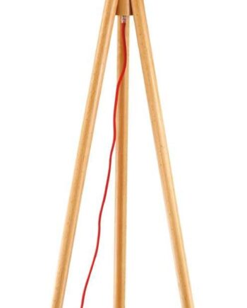 Gulvlampe Ideal Lux York Naturtræ   Stof Med Metaldetaljer ø48   H164 Cm
