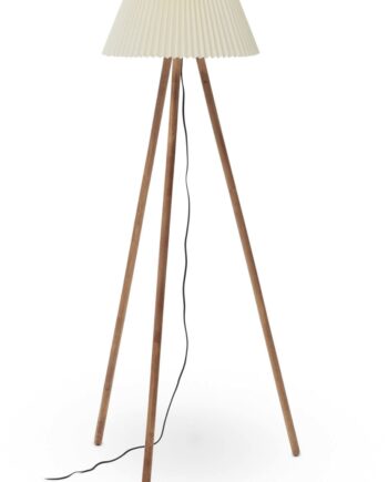 Gulvlampe Kave Home Benicarlo Gummitræ Beige Plisseret Lampeskærm E27