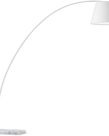 Gulvlampe Kave Home Chop Buet Moderne Nordisk Design Med Hvid Stofskærm Og Marmorbase 210 Cm