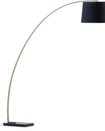 Gulvlampe Kave Home Chop Moderne Nordisk Stil Marmorfod Sort Bomuldsskærm H210xl150 Cm