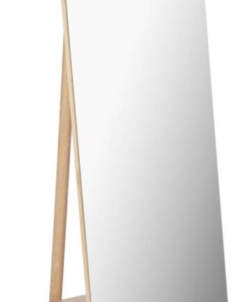 Gulvspejl Kave Home Keisy    - -  Med Hylde   Knager  Natur Mdf   Glas H160xb45xd53 Cm