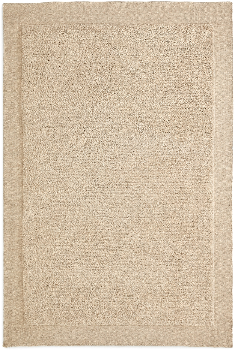 Gulvtæppe Kave Home Marely 100  Uld 160x230 Cm Beige Håndvævet Rustik Kolonial