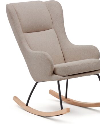 Gyngestol Kave Home Maustin Polstret Beige Med Sort Stålstel Og Bøgeskøjter