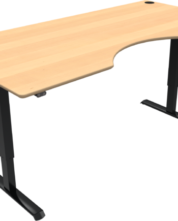 Hæve- Sænkebord Højdejusterbart Skrivebord Zennord Adaptdesk  -benet Med Centerudskæring   Bøgefinér Sort Metal 200x100 Cm