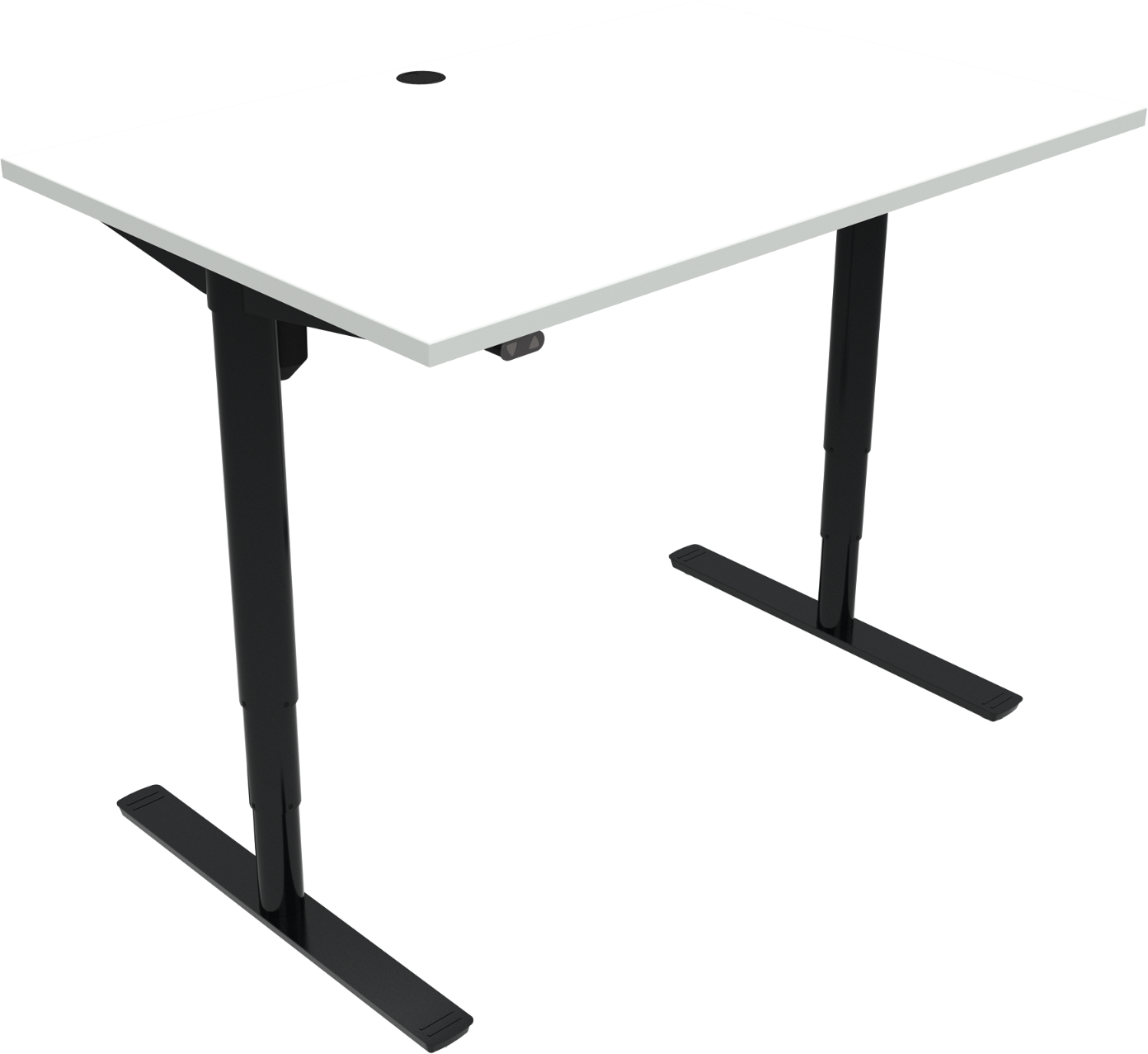 Hæve- Sænkebord Skrivebord To-bens Firkantet Zennord Comfortzone 501-49   Mfc 120x80 Cm Hvid Sort Med Kabelgennemføring