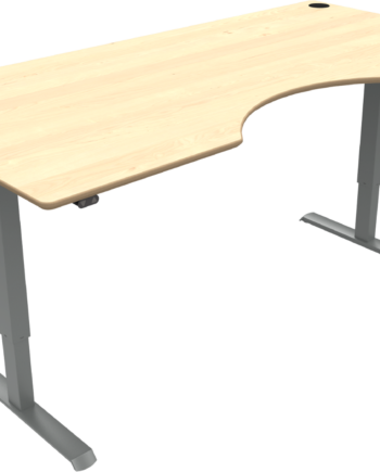 Hæve- Sænkebord To-bens Arbejdsbord Zennord Adaptdesk Med Centerudskæring 68-118 Cm Natur Sølv