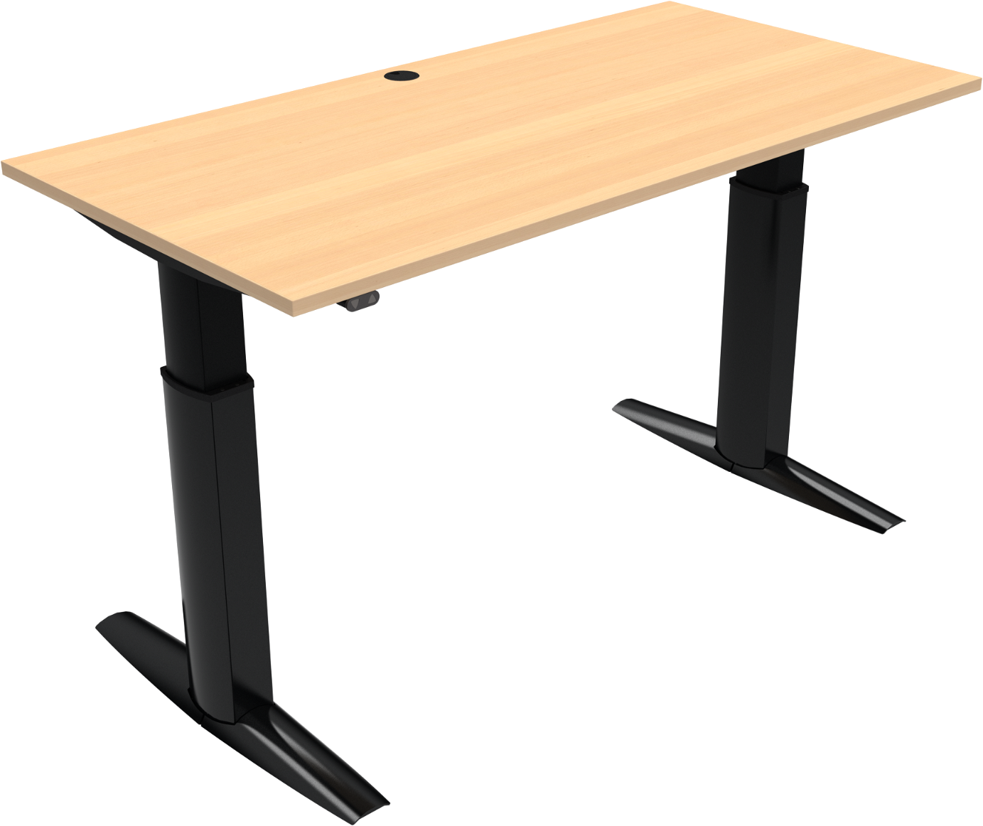 Hæve- Sænkebord To-bens Zennord Elevateline Sit- Ståbord Bæredygtig Bøg Natur Sort 160x80 Cm Højde 68-120 Cm