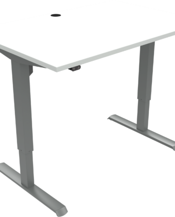 Hæve- Sænkebord Zennord Adaptdesk Firkantet To-bens Skrivebord   Hvid Melamin Med Sølv Stel 120x80 Cm Højde 68-118 Cm
