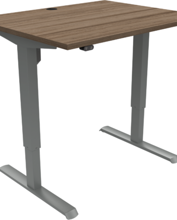 Hæve- Sænkebord Zennord Adaptdesk Firkantet To-bens Valnød Finér Sølv Højdejusterbart 68-118 Cm