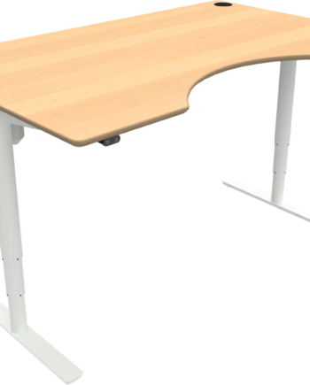Hæve- Sænkebord Zennord Comfortzone   Bøgefinér Med Centerudskæring   Højdejusterbart Skrivebord Natur Hvid