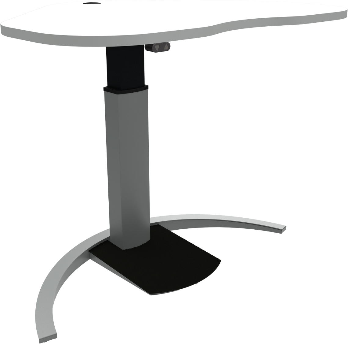 Hæve- Sænkebord Zennord Ergotable Hjerteformet Enkeltben H68-120 Cm 90ã 117 Cm Hvid Sølv