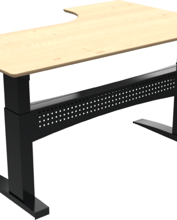 Hæve- Sænkebord Zennord Flexdesk  -formet To-bens Venstrevendt Natur Sort 180x120 Cm