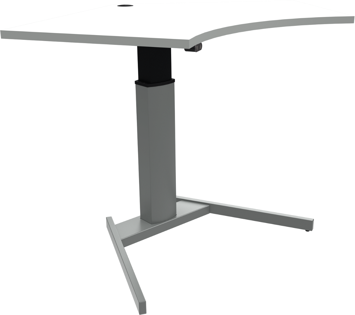 Hæve- Sænkebord Zennord Flexiposture Enkeltben Femkantet Skrivebord Hvid Sølv