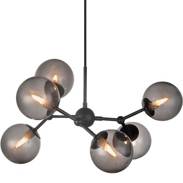 Halo Design Atom Lysekrone   57 Cm Smoke Sort  : Erling Christensen Møbler