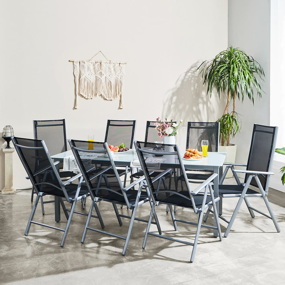 Havemøbelsæt  Alu Bern  190x90cm Bord  Sølv