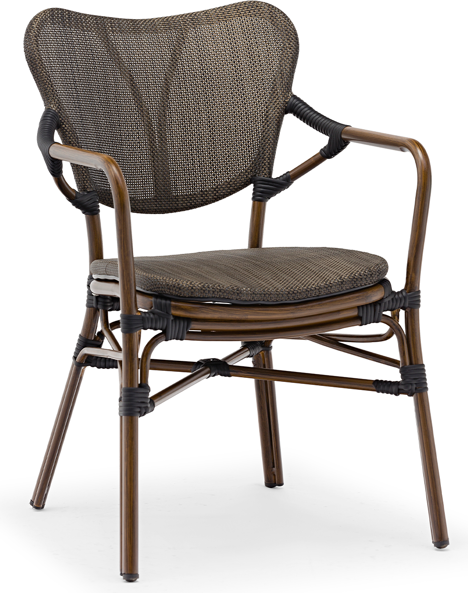 Havestol House Of Sander Colmar Udendørs Spisebordsstol Aluminium Lysebrun Med Sorte Detaljer H84ã B56ã L64 Cm