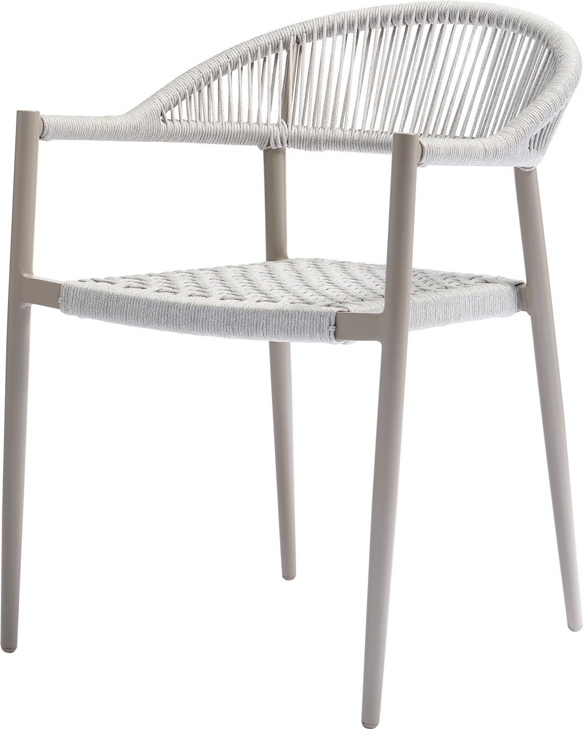 Havestol Woood Collection Udendørs Spisebordsstol Lysegrå Pulverlakeret Aluminium Flettet Reb Stabelbar