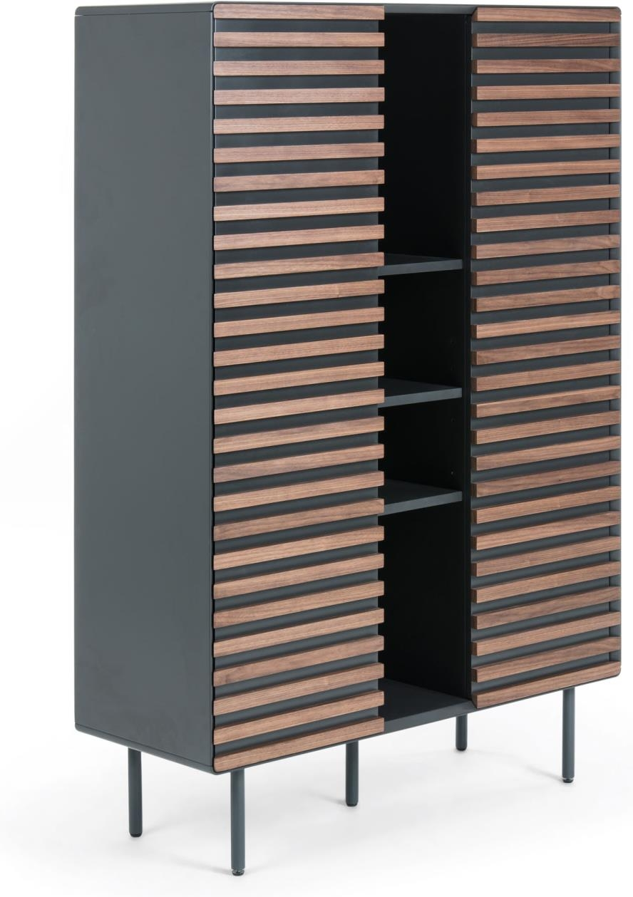 Highboard Kave Home Kesia Moderne Skab Med Låger Sort Natur H155xb105xd40 Cm