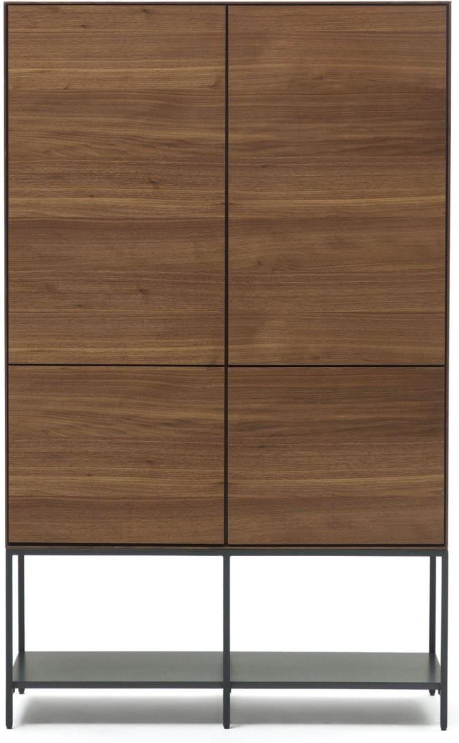 Highboard Kave Home Vedrana Egetræsfinér Valnød Med Antracit Stålben -dørs Skub-åbning H160 B97 D40 Cm