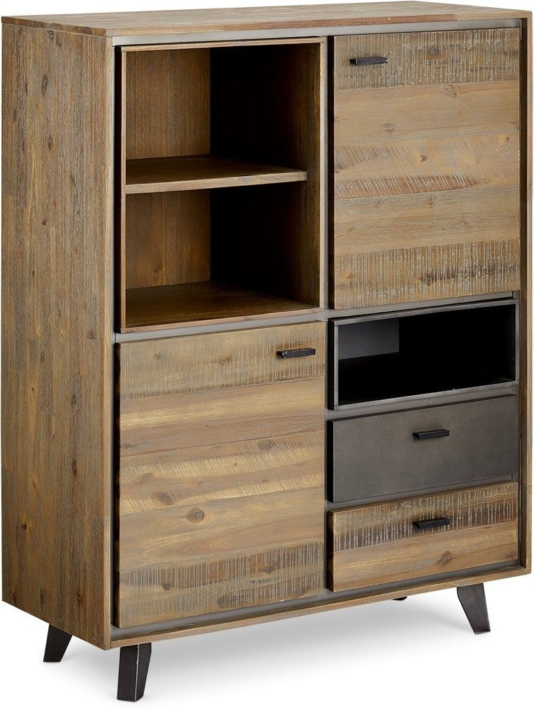 Highboard Med Udtrækslåger Raymond Hallmark Derby Akacietræ Brun H130ã B100ã D40 Cm
