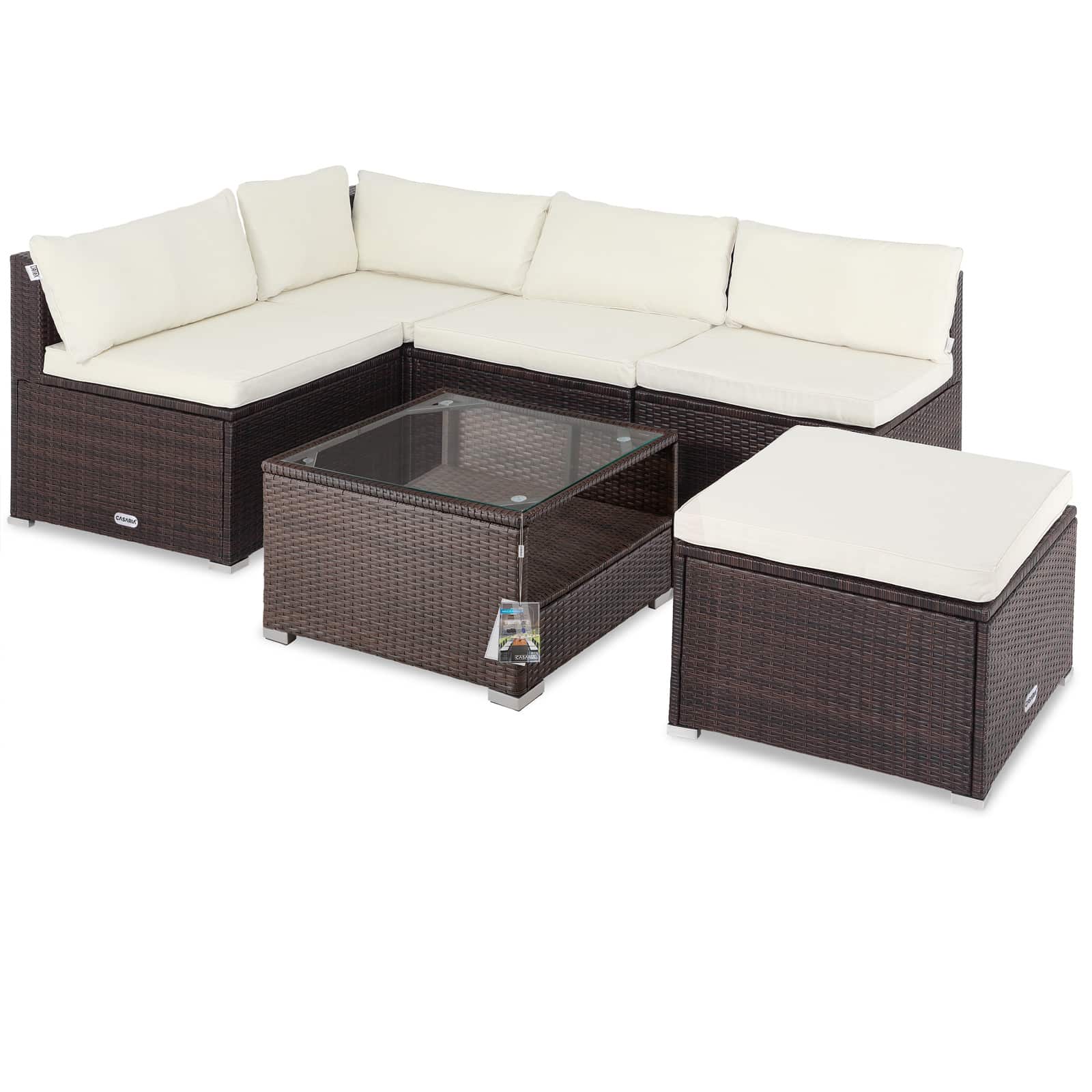 Hjørnelounge   Polyrattan Brun Creme Tyk Rygpuder