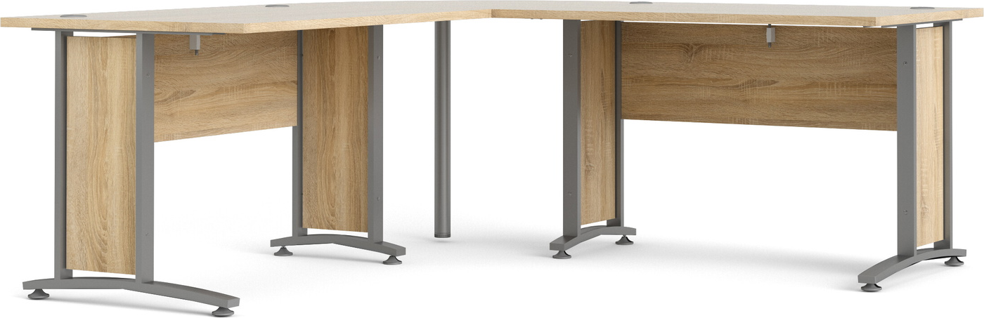 Hjørneskrivebord Vesterholm Prima  -formet 200x200 Cm Spånplade    Egestruktur Folie Sølvgråt Stel