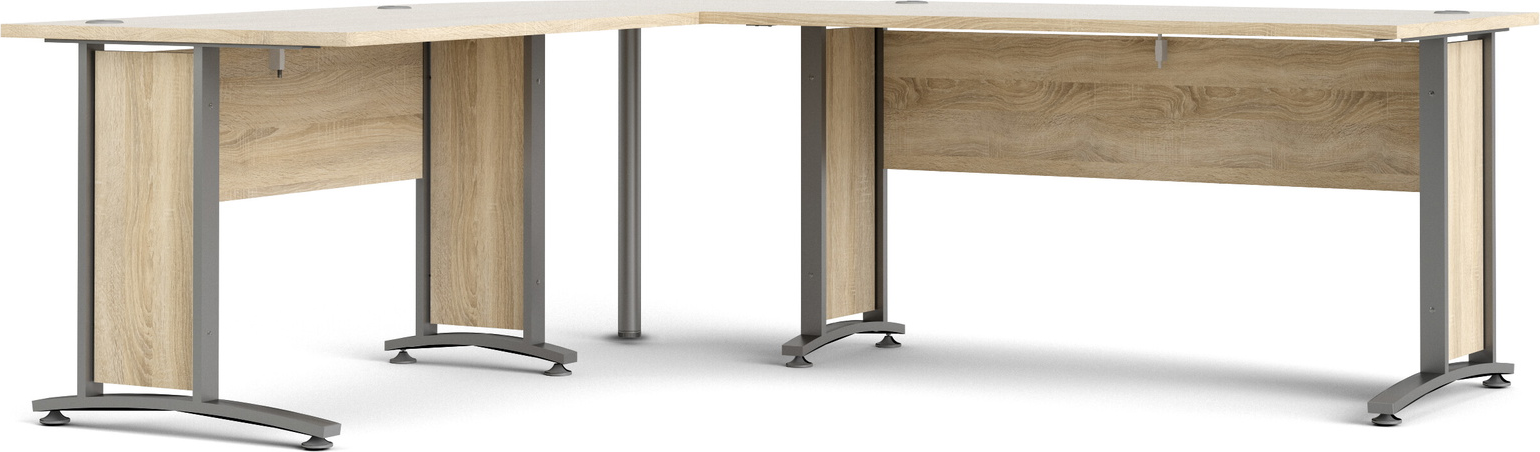 Hjørneskrivebord Vesterholm Prima 200x230 Cm Natur Grå Folielook Sølvgråt Stel
