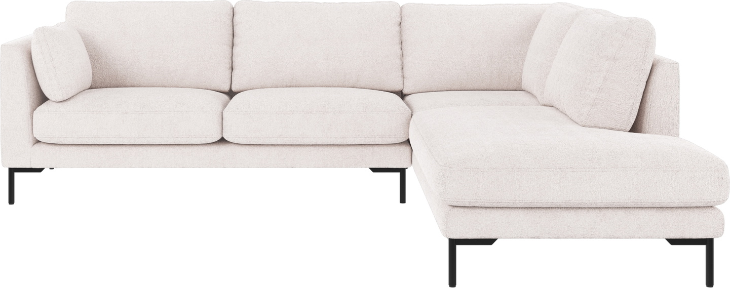 Hjørnesofa Højrevendt Rowico Corwin   Hvidt Greg Stof Med Sorte Metalben 266   226 Cm