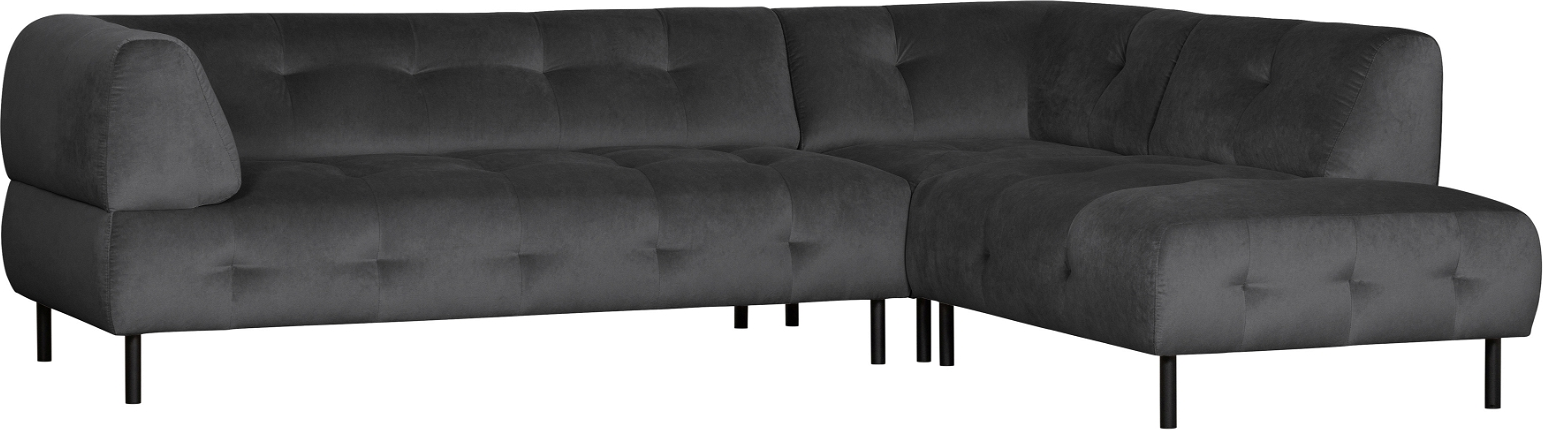 Hjørnesofa Højrevendt Woood Exclusive Lloyd   Mørkegrå Loma Vasket Fløjl 267x205 Cm