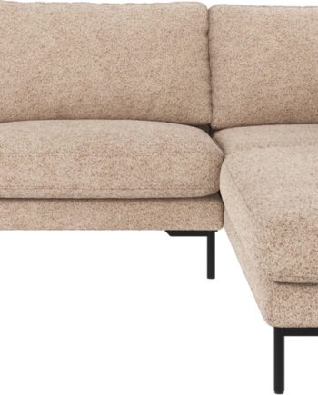 Hjørnesofa Rowico Corwin Højrevendt   Anna   Lysebeige Polyester Med Sorte Metalben 16 Cm H83ã B266ã D226 Cm