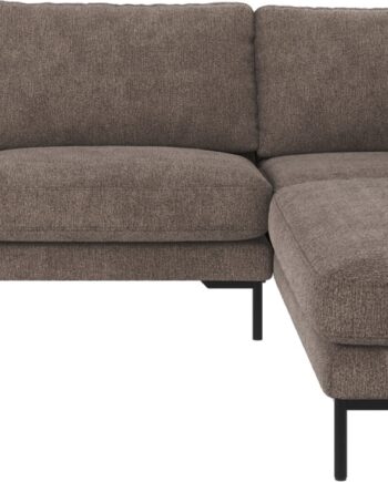 Hjørnesofa Rowico Corwin Højrevendt   Mørk Beige Greg   Stof Med Sorte Metalben H83ã B266ã D226 Cm