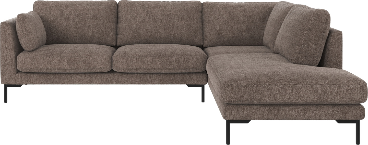 Hjørnesofa Rowico Corwin Højrevendt   Mørk Beige Greg   Stof Med Sorte Metalben H83ã B266ã D226 Cm