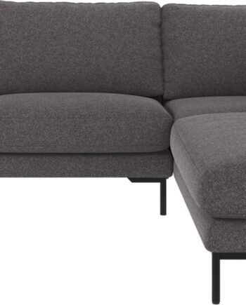 Hjørnesofa Rowico Corwin Højrevendt   Slidstærkt Brenda-stof Mørkegrå Sort Med Slanke 16 Cm Pulverlakerede Metalben