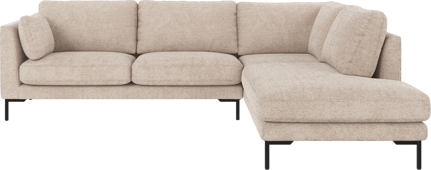 Hjørnesofa   Rowico Corwin Højrevendt Lysgrå Robin Polyesterstof H83ã B266ã D226 Cm Sorte Metalben