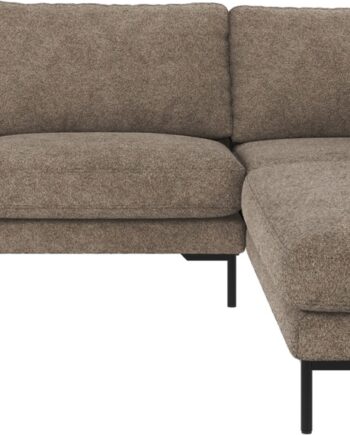 Hjørnesofa Rowico Corwin Højrevendt Mørk Beige Anna   Stof Med Sorte Metalben